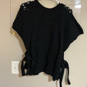 SHEIN Black Knit Poncho Sweater
